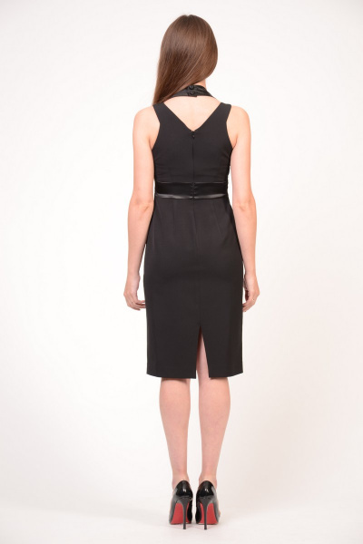 Платье черное мини из плотной ткани с классическим кройом Domna 424(164) черный - фото 3