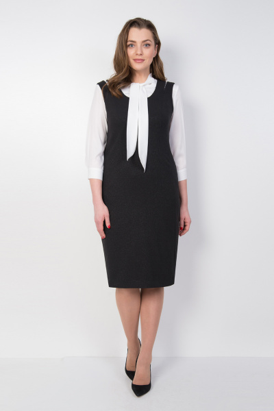 Сарафан прилегающего силуэта из текстиля без подклада TrikoTex Stil 6817М черный - фото 1