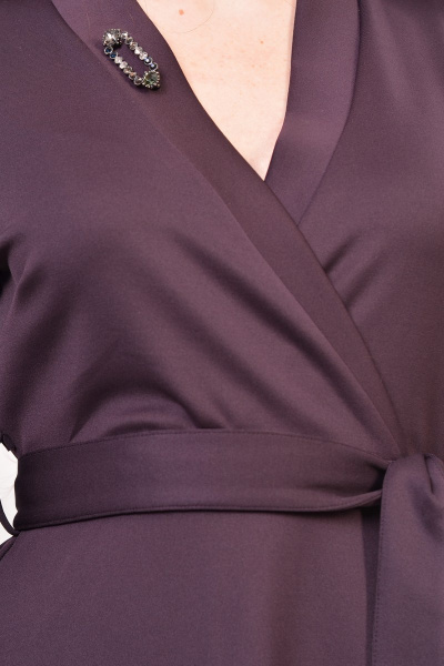 Платье миди из трикотажа с подчеркивающим поясом Domna 467 баклажан - фото 4