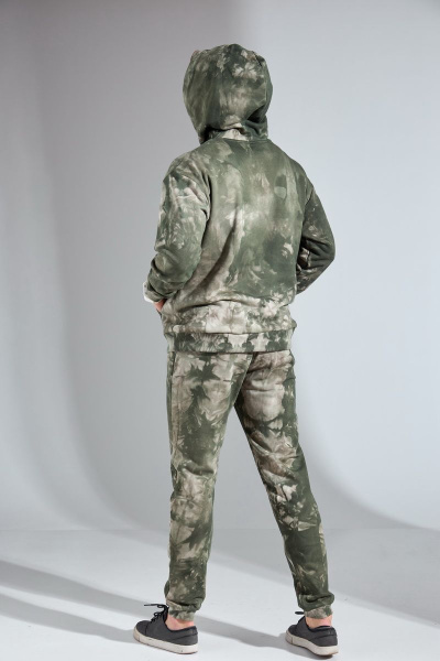 Брюки и худи из хлопкового футера яркий оранжевый костюм HIT 0317 хаки - фото 4