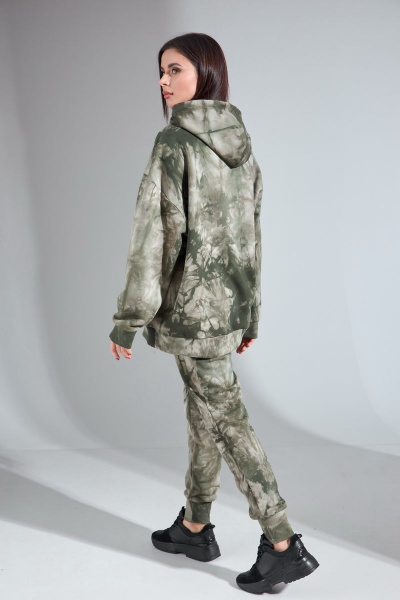 Спортивный костюм из футера с ярким принтом HIT 3085 хаки - фото 5