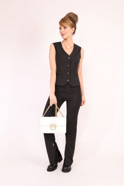 Жилет прилегающий из текстиля на пуговицах и хлястиках LM КТ5362 - фото 2