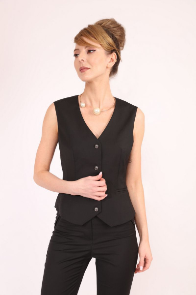 Жилет прилегающий из текстиля на пуговицах и хлястиках LM КТ5362 - фото 1