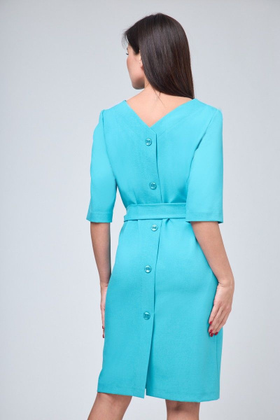 Платье повседневное приталенное с карманами и поясом Anelli 1070 лазурный - фото 2