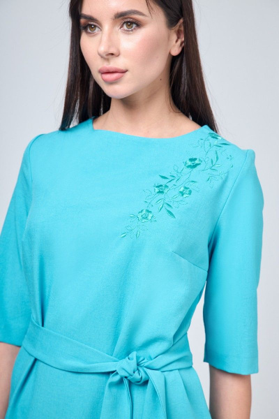 Платье повседневное приталенное с карманами и поясом Anelli 1070 лазурный - фото 3