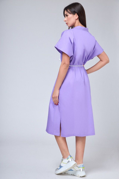 Платье-рубашка прямое с асимметричным кроем для летних прогулок Anelli 1228 лиловый - фото 6