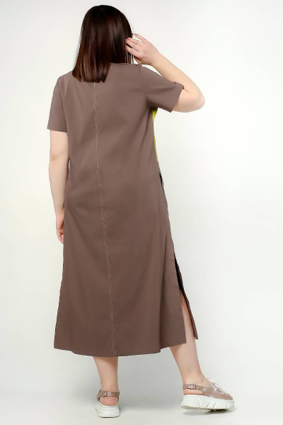 Платье трапециевидное с коротким рукавом и карманами La rouge 5382 капучино - фото 4
