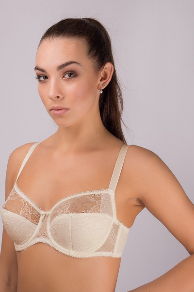 Бюстгальтер на каждый день из кружева и трикотажа белый Verally 259-7 приглушенно-белый - фото 2