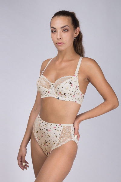 Бюстгальтер на каждый день из кружева и трикотажа белый Verally 274-4 нежность - фото 4