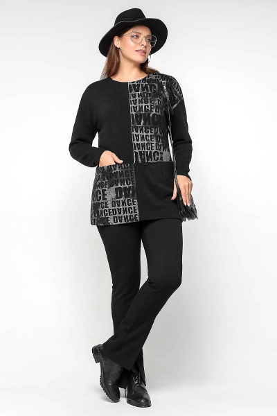 Туника La rouge 3176 буквы-(черный) - фото 2