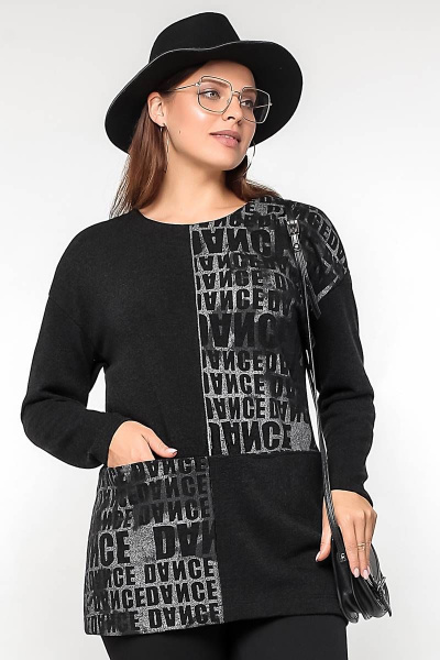 Туника La rouge 3176 буквы-(черный) - фото 1