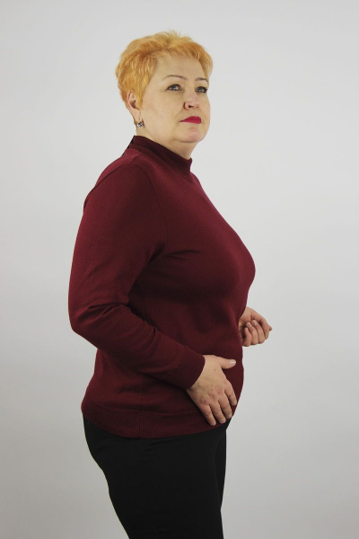 Демисезонный красный свитер с втачным рукавом и высокой стойкой Полесье С3632-21 1С1230-Д43 170,176 бордовая_роза - фото 3