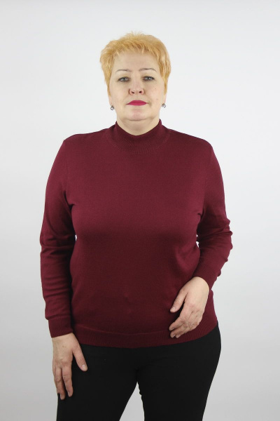 Демисезонный красный свитер с втачным рукавом и высокой стойкой Полесье С3632-21 1С1230-Д43 170,176 бордовая_роза - фото 1