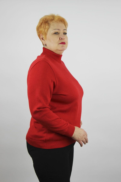 Демисезонный красный свитер с втачным рукавом и высокой стойкой Полесье С3632-21 1С1230-Д43 170,176 коралл - фото 3