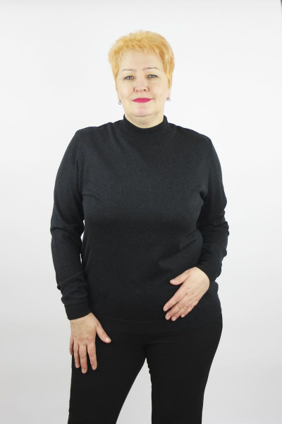Демисезонный вязаный свитер прямого силуэта с воротником-стойкой Полесье С3632-21 1С1230-Д43 170,176 черный_антрацит - фото 1