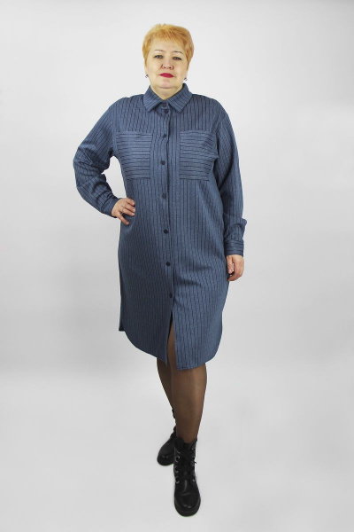 Платье прямое хлопок с накладными карманами демисезон Полесье С4475-21 1С1260-Д43 164 туча - фото 1