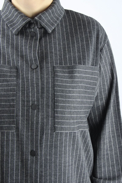 Платье рубашечного стиля из хлопка с карманами Полесье С4475-21 1С1260-Д43 164 т.антрацит - фото 4