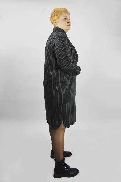 Платье рубашечного стиля из хлопка с карманами Полесье С4475-21 1С1260-Д43 164 т.антрацит - фото 3