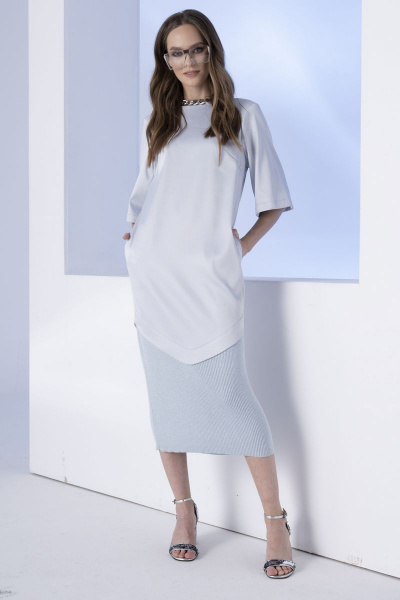 Демисезонное платье из трикотажа с укороченным рукавом Barbara Geratti С2787BG голубой - фото 1