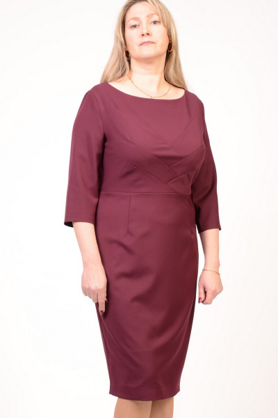 Платье красное на каждый день с подкладом и рельефами Domna 439 винный - фото 1