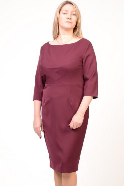 Платье красное на каждый день с подкладом и рельефами Domna 439 винный - фото 2