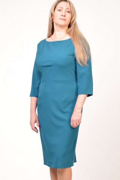 Голубое платье из текстиля с посадкой на любой размер Domna 442 морская-волна - фото 1