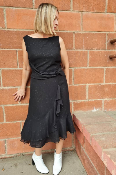 Демисезонное платье приталенного силуэта с воланами и поясом Shymoda 99-20 - фото 2