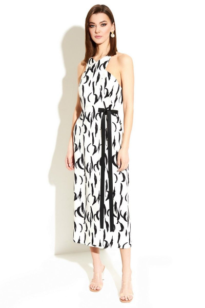 Платье без рукавов на запах с контрастным поясом DILIA 0616 мультиколор - фото 2