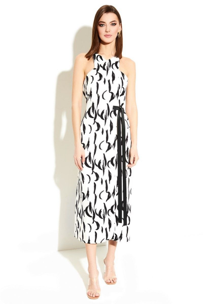 Платье без рукавов на запах с контрастным поясом DILIA 0616 мультиколор - фото 1