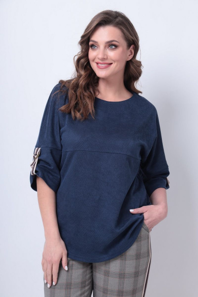 Брюки, джемпер Michel chic 1281 синий+клетка - фото 5