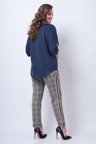 Брюки, джемпер Michel chic 1281 синий+клетка - фото 4