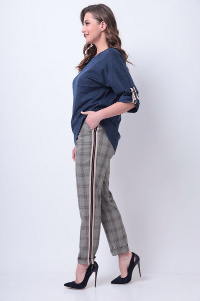 Брюки, джемпер Michel chic 1281 синий+клетка - фото 3