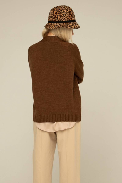 Кардиган из шерсти и трикотажа в классическом стиле, демисезон Romgil 391ТЗ темно-коричневый - фото 3