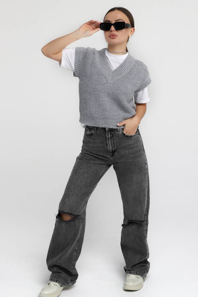 Классический жилет из полушерстяной пряжи Romgil 512ТЗ светло-серый - фото 4