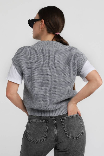 Классический жилет из полушерстяной пряжи Romgil 512ТЗ светло-серый - фото 2