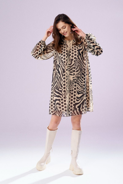 Платье Prestige 4439/170 черно-бежевый - фото 1