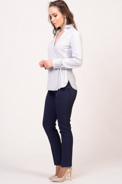 Блуза классическая на запах из вискозы для делового и повседневного стиля Domna 528 светло-серый - фото 3