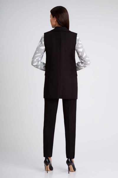 Удлиненный жилет с боковыми карманами и лацканами IVARI 204 черный - фото 8