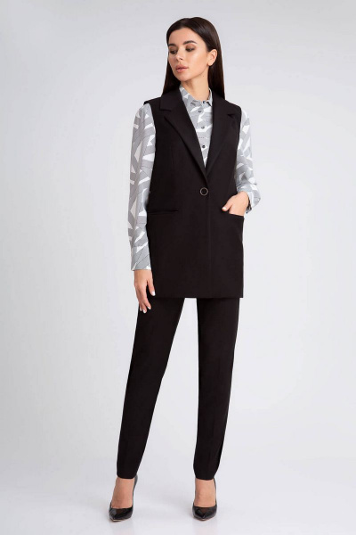 Удлиненный жилет с боковыми карманами и лацканами IVARI 204 черный - фото 7
