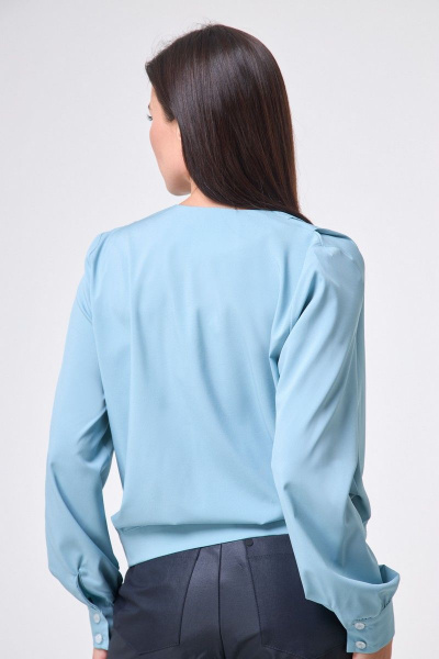 Блуза с запахом из лёгкой ткани и длинным рукавом Anelli 829 морской - фото 5