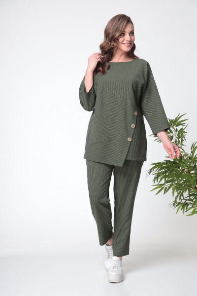 Блуза, брюки Anastasia 686 олива - фото 2