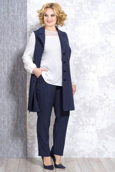 Блуза, брюки, жилет Медея и К 2107 синий - фото 5