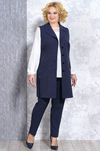 Блуза, брюки, жилет Медея и К 2107 синий - фото 3