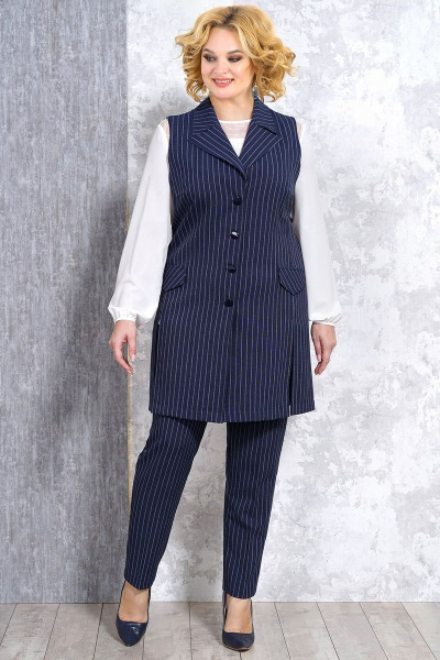 Блуза, брюки, жилет Медея и К 2107 синий - фото 2