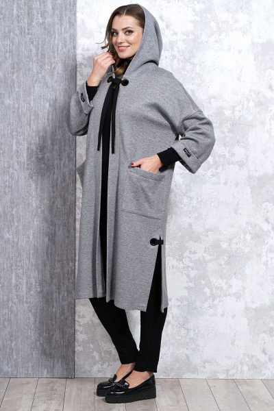 Серый демисезонный жакет из трикотажа Медея и К 2108 серый - фото 8