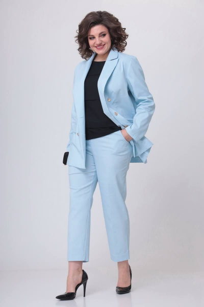 Брюки, жакет Swallow 515 нежно-голубой - фото 8