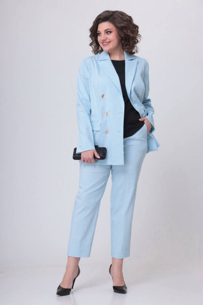 Брюки, жакет Swallow 515 нежно-голубой - фото 3