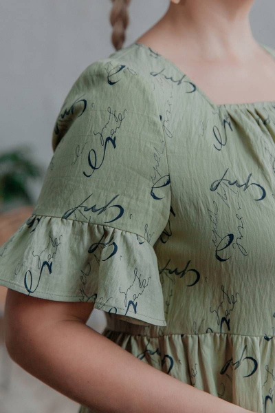 Платье на каждый день трапециевидного силуэта из вискозы ASV 2507 оливковый - фото 4