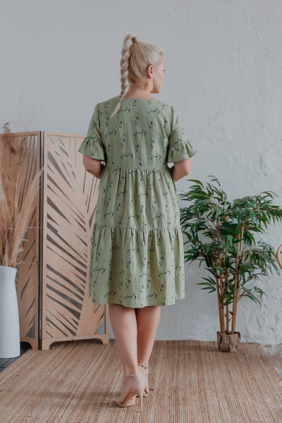 Платье на каждый день трапециевидного силуэта из вискозы ASV 2507 оливковый - фото 2