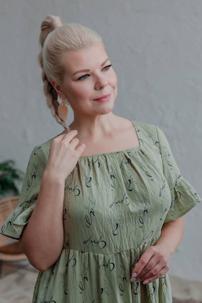 Платье на каждый день трапециевидного силуэта из вискозы ASV 2507 оливковый - фото 7